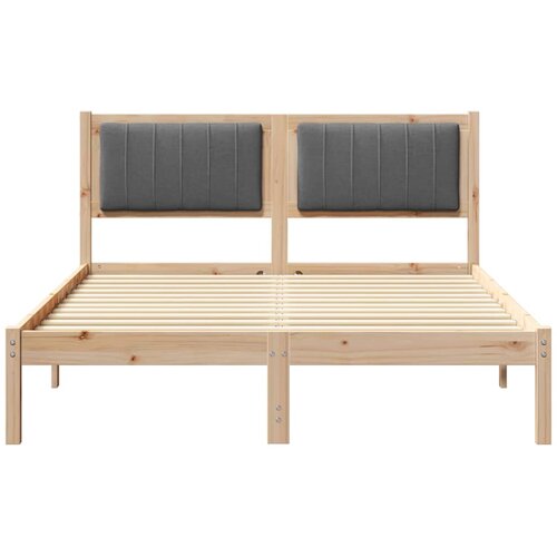  Krevetni okvir s tapiciranim uzglavljem Tamno siva 135 x 190 cm Smeđa Slike
