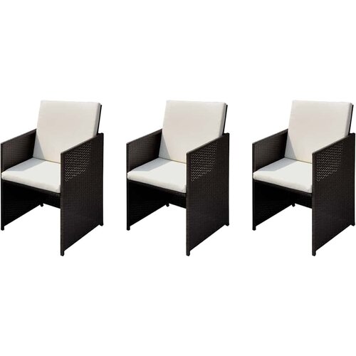 VidaXL Vrtne stolice 3 pcs Smeđa 56 x 52 x 87 cm Poli ratan Slike