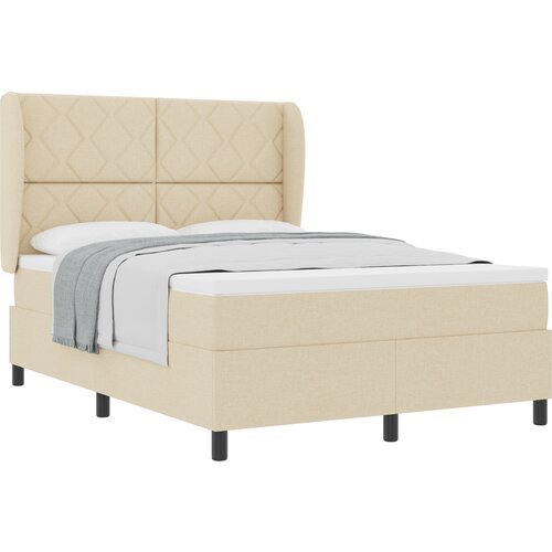 vidaXL Box Spring Postelja z Matrasom Krem 160x200 cm Tkanina, (22051568) Cene