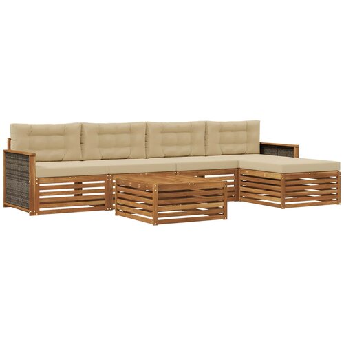 vidaXL Zunanja garnitura za sedenje z blazino 6 pcs Naravna in bež, (5000271590) Cene
