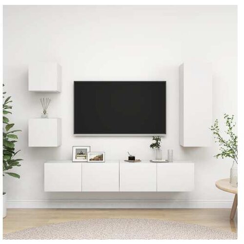  Komplet TV omaric 5-delni bela iverna plo&scaron;ča Cene