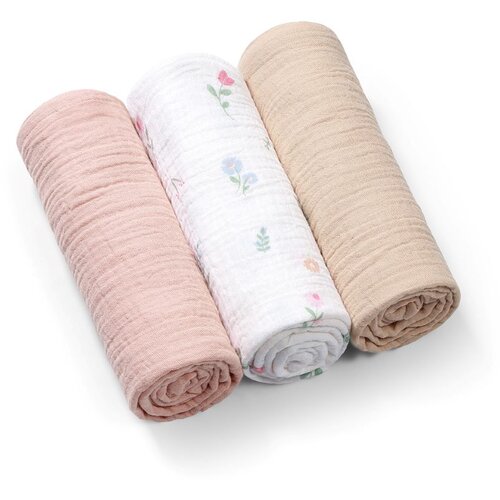 BabyOno Tetra plenice Muslin Rože, barva breskve Slike