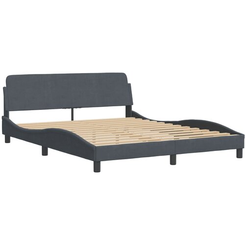 vidaXL Posteljni okvir z vzglavjem temno siv 160x200 cm žamet, (21082633) Cene