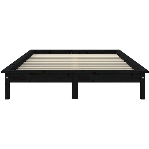 Okvir kreveta crni 150x200 cm veliki bračni od masivne borovine Slike