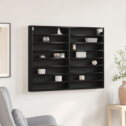 vidaXL Vitrina Crni hrast Drvo 100 x 8.5 x 75 cm Pohrana Zidna vitrina Cijene
