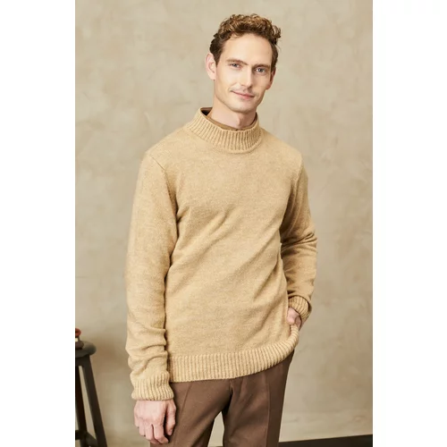 ALTINYILDIZ CLASSICS Men's Brown Standard Fit Normal Cut Half Turtleneck Knitwear Sweater.