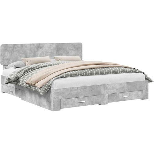  Krevetna konstrukcija s ladicama Betonski sivi 200 x 200 cm Siva 203 x 203 x 90 cm Slike