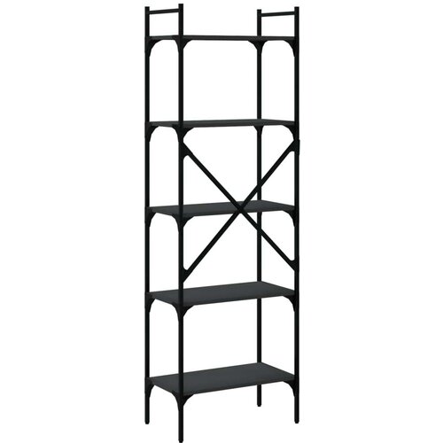 VidaXL Knjižna omara 5-nadstropna črna 56x31,5x174 cm inženirski les Slike