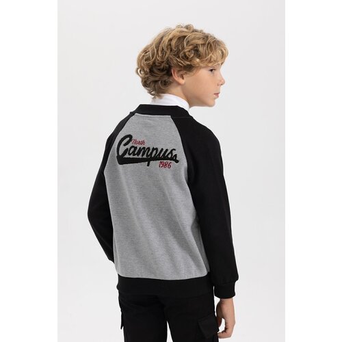 Defacto Boy&#39;s College Collar Embroidered Bomber Cardigan Cene