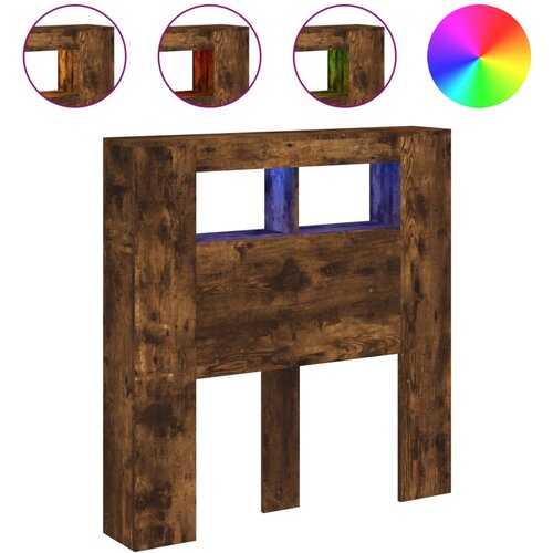 Maison Chic led posteljno vzglavje - vzglavna omarica - nočna omarica dimljen hrast 100x18,5x103,5 cm inž. les, (21713311) Cene