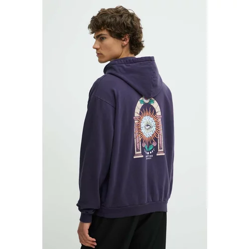 Kaotiko Bombažen pulover vijolična barva, s kapuco, AL016-01-G002