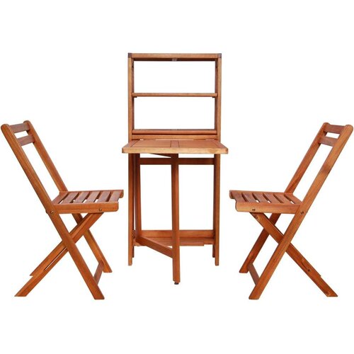  3-dijelni sklopivi bistro set od masivnog bagremovog drva Slike
