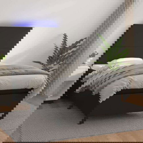  Box spring postelja z vzmetnico LED črn 90x190 cm umetno usnje, (20789806) Cene