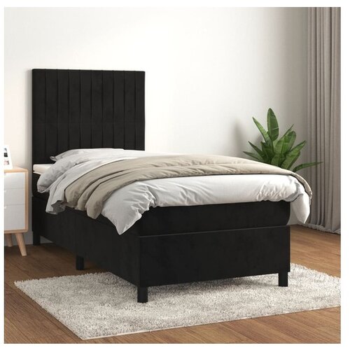  Box spring postelja z vzmetnico črna 80x200 cm žamet Cene