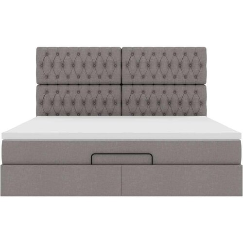 VidaXL otomanski krevet s madracem i led smeđesivi 160x200cm tkanine Slike