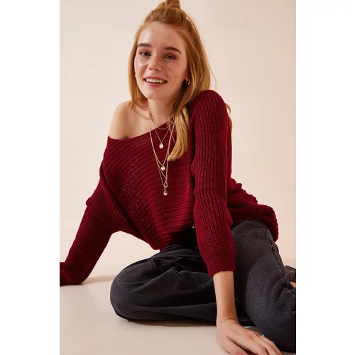 Happiness İstanbul Sweater - Burgundy - Oversize