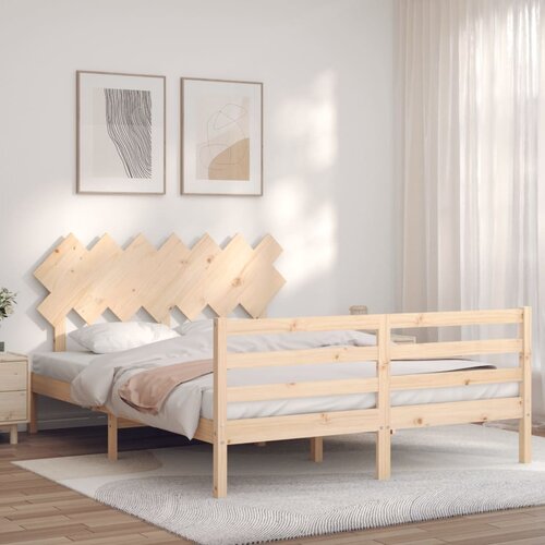 VidaXL Posteljni okvir z vzglavjem 140x200 cm trden les Slike