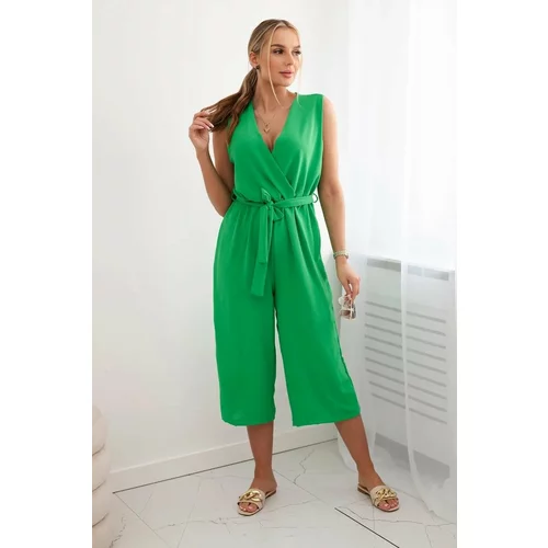 Kesi Jumpsuit with a tie at the waist with light green straps
