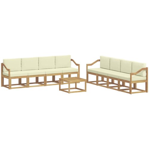 vidaXL Zunanja garnitura za sedenje z blazino 9 pcs Bela in krem, (5000281199) Cene