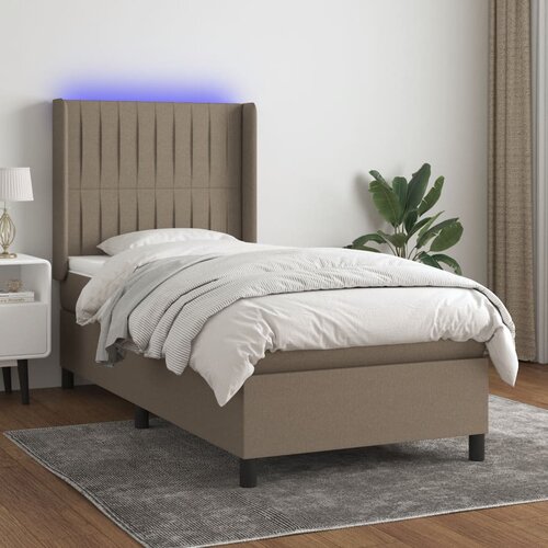 The Living Store Box spring postelja z vzmetnico LED taupe 90x190 cm blago - Box Spring Postelja, (21520784) Cene