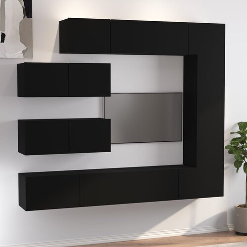 The Living Store Komplet TV omaric 7-delni črn inženirski les - Komplet TV Omaric, (21427949) Slike