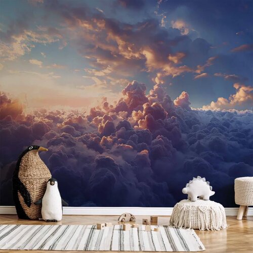  Foto tapeta - The Sun in Hiding: The Golden Face of the Sky Over a Cloudy Sea 490x350 Cijene