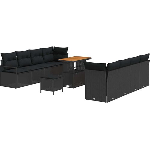  Sjedeća garnitura za vrt 11 kom. Crna poliratan 232 x 62 x 85 cm Slike