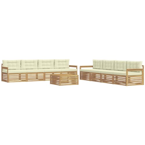 vidaXL Zunanja garnitura za sedenje 9 pcs Bela in krem Poliester, (5000280989) Cene