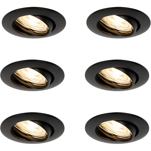 QAZQA Komplet 6 vgradnih reflektorjev črnih GU10 35 mm - Edu Cene