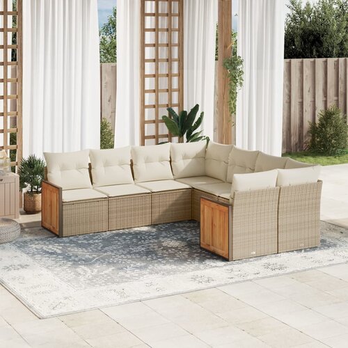 vidaXL 8-dijelni set vrtnih sofa od poliratana s jastucima bež Cijene