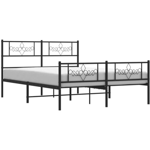 Metalni okvir kreveta uzglavlje i podnožje crni 140x190 cm Slike
