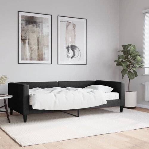 The Living Store Dnevna postelja z vzmetnico črna 90x200 cm blago - Dnevna Postelja Z Vzmetnico, (21508823) Cene