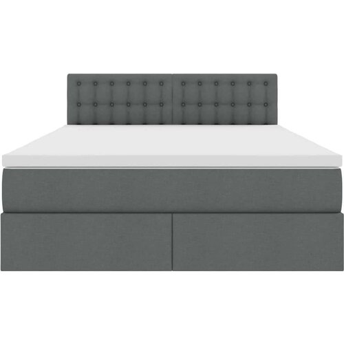  Krevet S LED lampica s pohranom Tamno siva 140 x 190 cm tkanina Slike