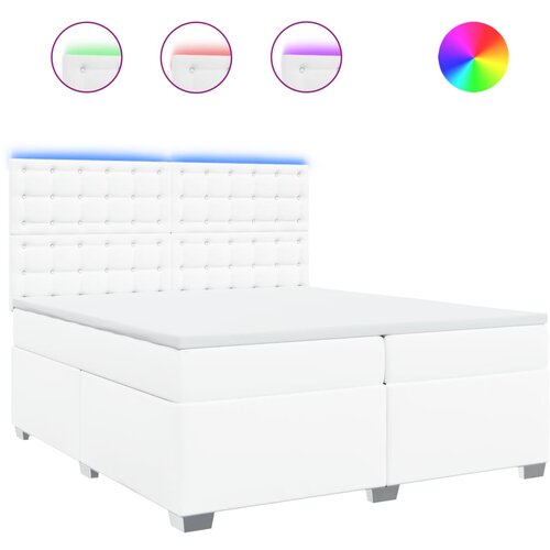 vidaXL Box spring postelja z vzmetnico bela 200x200 cm umetno usnje, (21310847) Cene