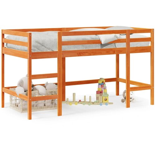 VidaXL Otro&amp;scaron;ki pograd z lestvijo vo&amp;scaron;čeno rjav 90x200 cm trdna borovina Slike