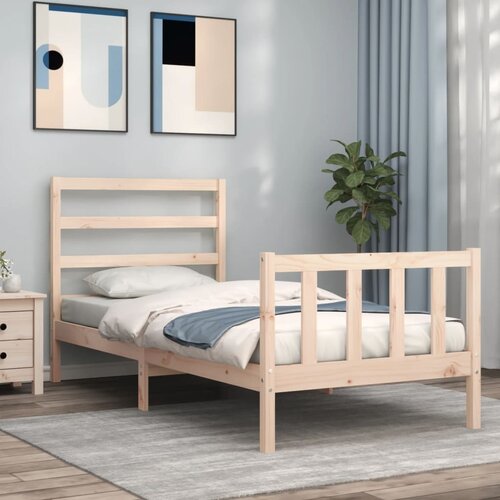 vidaXL Posteljni okvir z vzglavjem 90x190 cm trden les Cene