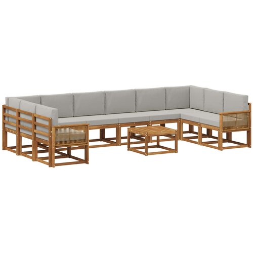 vidaXL Zunanja garnitura za sedenje 11 pcs Naravna in svetlo siva, (5000279676) Cene