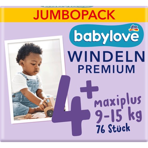 babylove PREMIUM pelene JUMBOPACK, maxiplus veličina 4+ (9-15 kg), 2x38kom 76 kom Slike