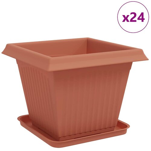 vidaXL Saksije za biljke 24 pcs Crvena cigla 38 x 38 x 30 cm Plastika - Crvena cigla 33 x 33 x 26 cm 24 Cene