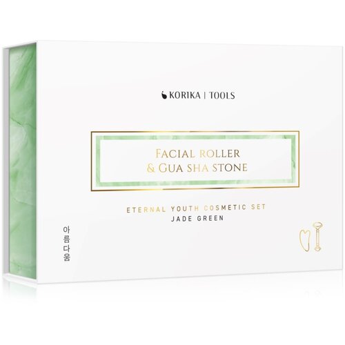 KORIKA Tools Face Roller &amp;amp; Gua Sha valjak za masažu za lice i pomagalo za masažu Jade Green Slike