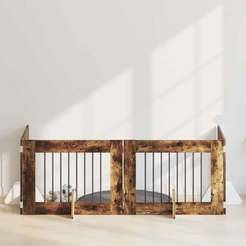  Vrata za pse z stojali 4 pcs Dimljen hrast 80 x 60 cm, (5000232700) Cene