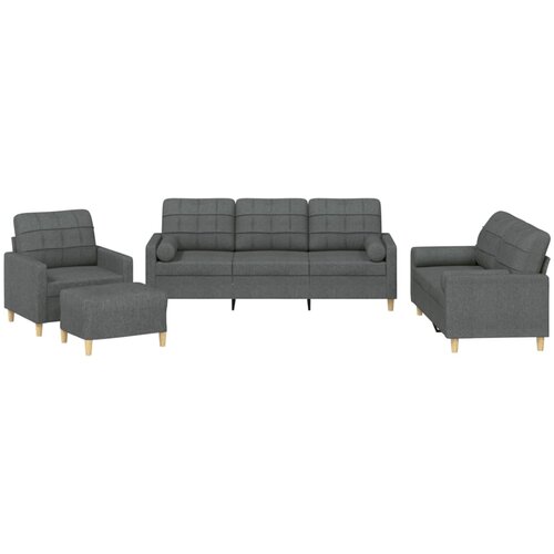  4-dijelni set sofa s jastucima tamnosivi od tkanine Slike