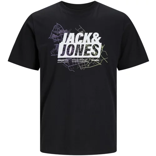 Jack & Jones Majica 'OMAP' pastelno žuta / ljubičasta / crna / bijela