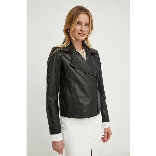Sisley Kožna ramones jakna za žene, boja: crna, za prijelazno razdoblje