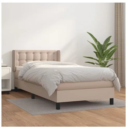  Box spring postelja z vzmetnico kapučino 80x200 cm umetno usnje