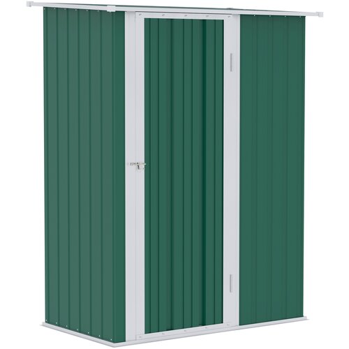 Outsunny pločevinasta vrtna lopa za orodje, jeklena vrtna lopa z vrati, 142x84x189cm, temno zelena, (20752814) Cene