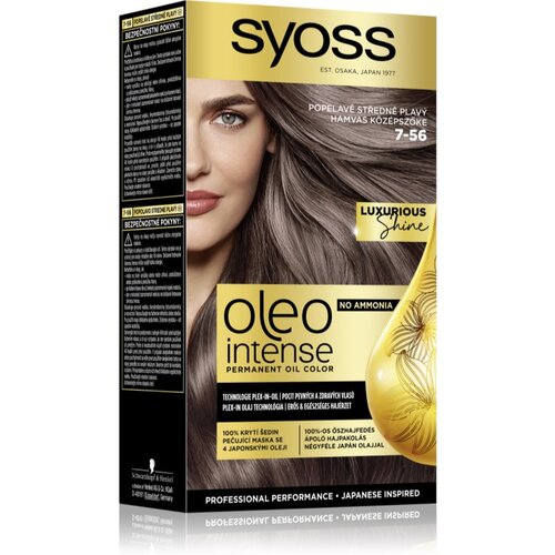 Syoss Oleo Intense permanentna barva za lase z oljem odtenek 7-56 Ashy Medium Blond 1 kos Slike