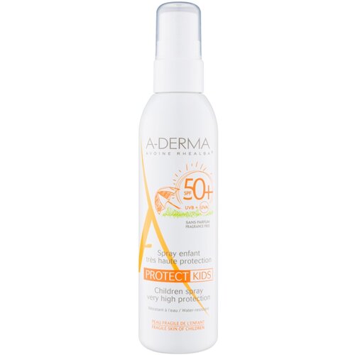 A-derma Protect Kids zaščitno mleko za sončenje v pršilu SPF 50+ za otroke 200 ml Cene