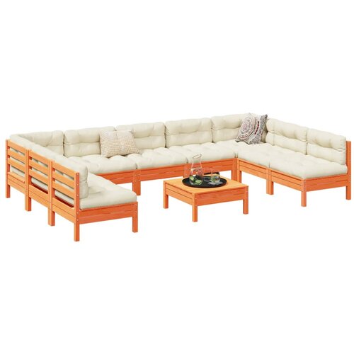 vidaXL 10-dijelni set vrtnih sofa s jastucima voštano smeđi borovine Cijene