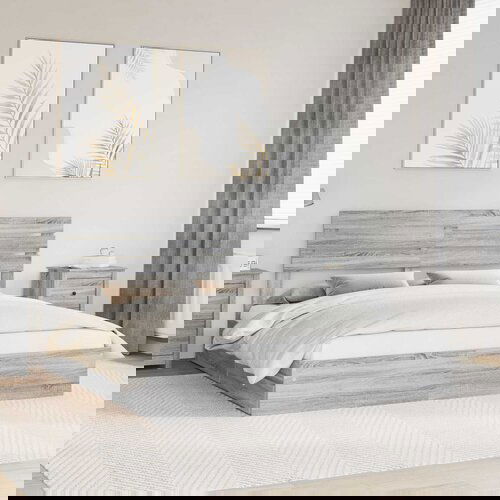 vidaXL Krevetna konstrukcija s ladicama Siva Sonoma 200 x 200 cm Cene